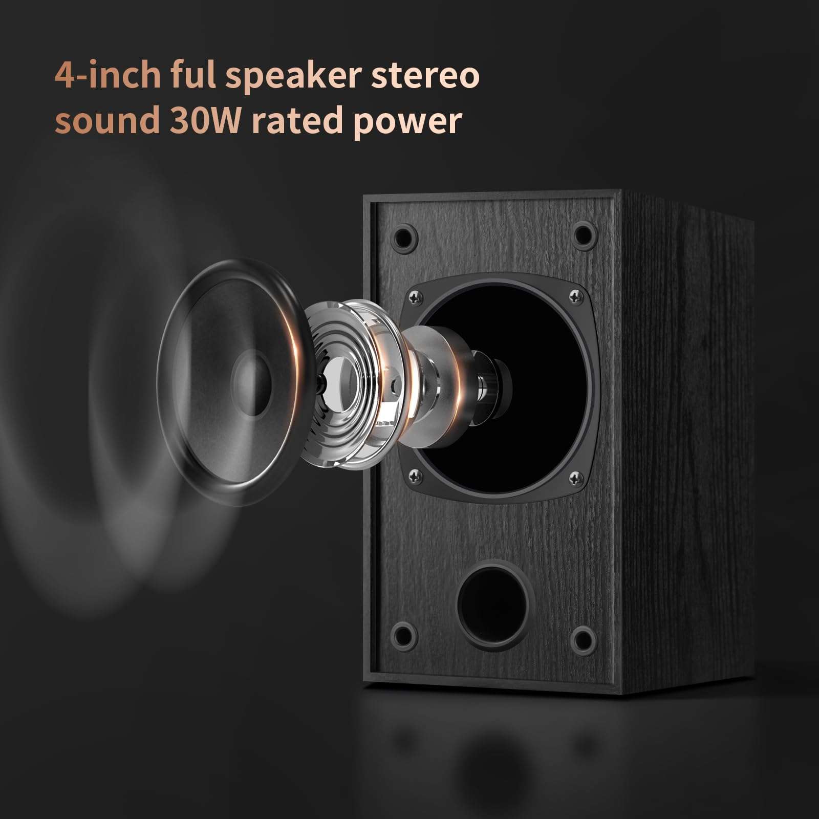 Elimavi 30W*2 Passive Bookshelf Speakers for Record Players and Home Theater Systems, Midrange and High-Frequency Stereo Speakers, Indoor Rear Surround Speakers, Requires a Receiver or Amplifier,Black 3