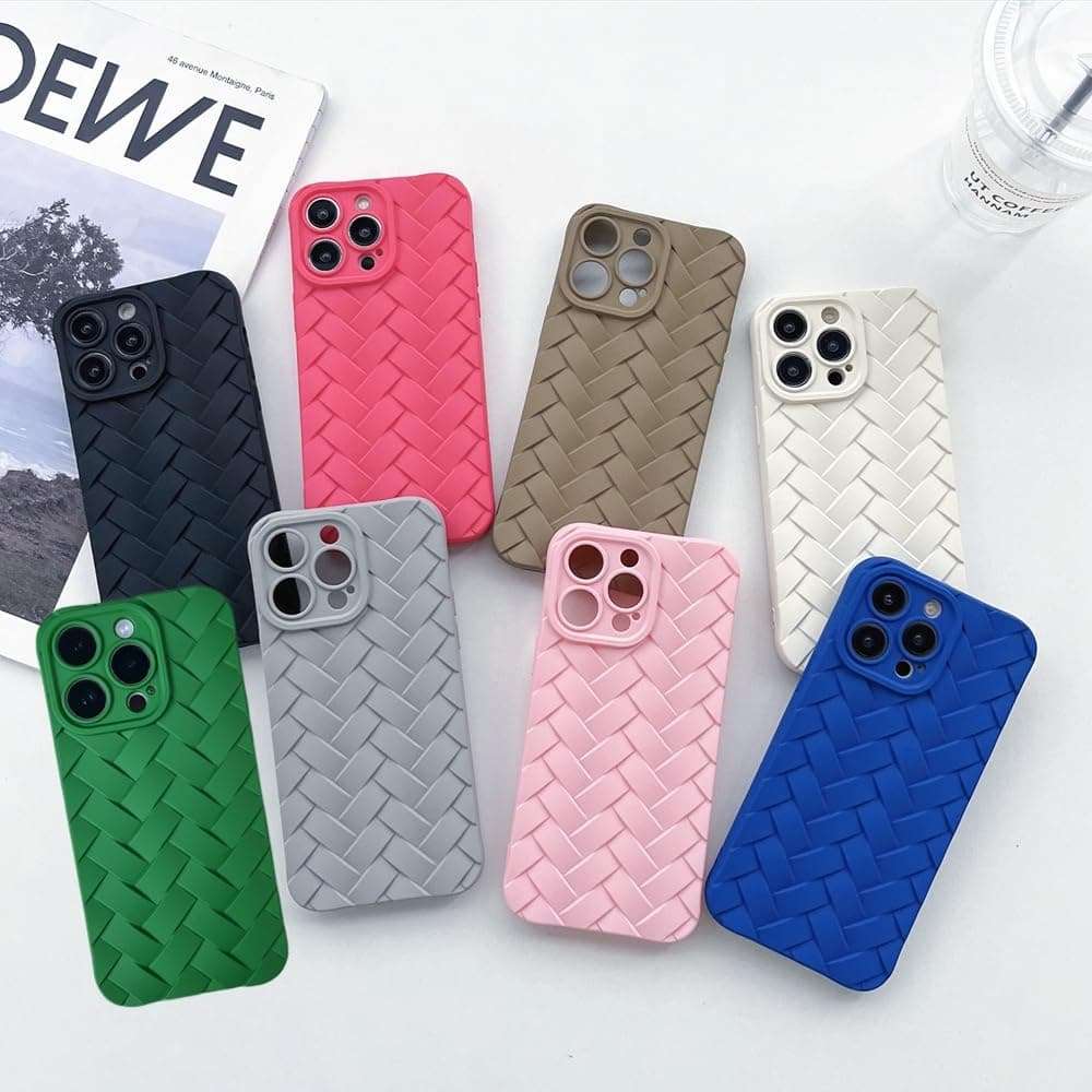 Retro Weave Pattern Solid Color Phone case, TPU Material, Simple and Atmospheric, Anti-Drop, Color Variety, for iPhone 15 14 13 12 11 Pro Max Plus Phone case (Green,iPhone 12 Pro) 3