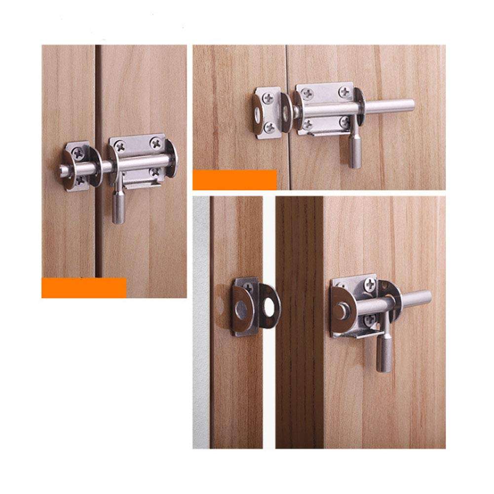 HJinyu Door Latch Lock Stainless Steel Sanding for Wooden Doors Windows Sliding Hardware Accessories 4 Pieces 3