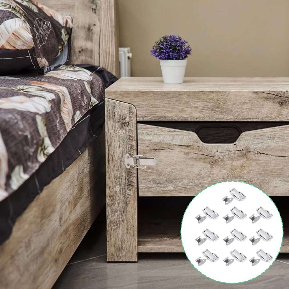 Msiud Latch, Silver Hasp Lock Fastener Kitchen Furniture Toggle Latches Catch Hardware Parts Spring Loaded Clamp Clip Pack Adjustable Clamps Holding Capacity Pull Lid Jig Privacy Hook Eye Gate Easy 3