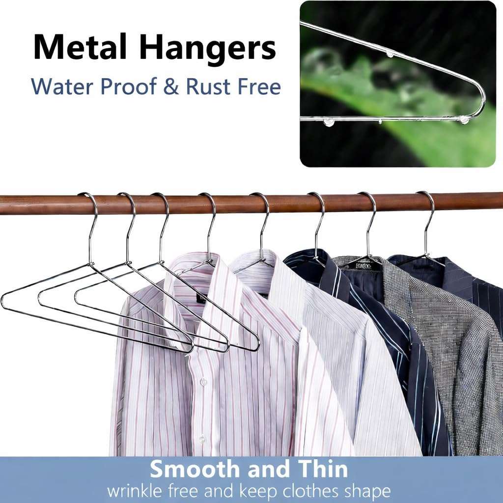 PulGos Pack of 24 Metal Clothes Hanger–Rust Free & Heavy Duty |Non-Slip Ultra-Thin Hangers for Wardrobe |Lightweight & Durable Design| Space-Saving Closet Organizer with Smooth Finish for All Garments 6