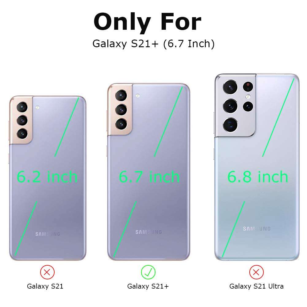 Galaxy S21+ Plus Case, Translucent View Window Mirror Makeup Electroplate Plating Stand Full Body Protective Flip Folio Cover for Samsung Galaxy S21+ Plus, Black 2