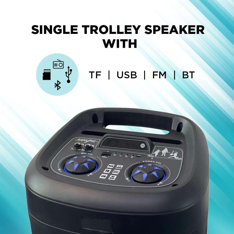 Elista ELS T-5000 Blast TUFB 40 W Trolley Party Speaker | with Wireless Mic for karoke| Buiilt in FM | BT/USB/Aux/TF Input| 7 Segment LED Display 3