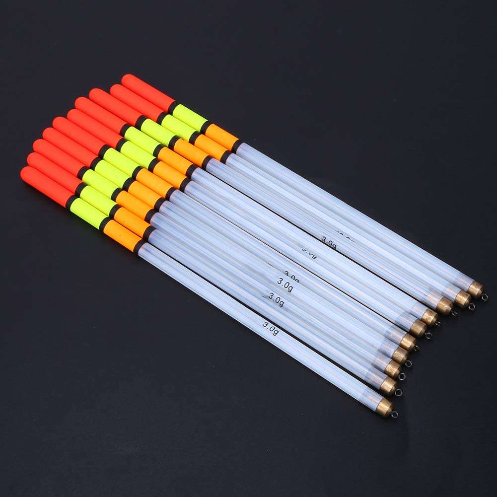 10 Pcs Fishing Bobber Kit, Plastic Fishing Floats & Bobber Assortment Stick Tube Multi-Purpose Fish Feed Baits for Sea Fishing, Rock Fishing, Ice Fishing, Stream Fishing(3.0 White) 5