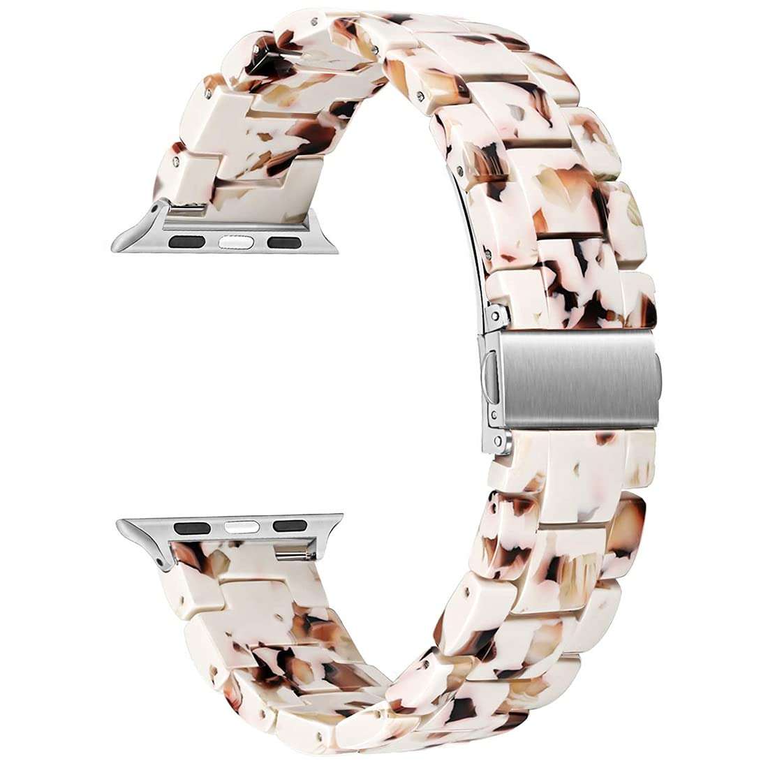 Resin Band Compatible for Apple Watch Band 38mm 40mm 41mm, Lightweight Wristband Replacement Bracelet for Apple Watch Series 9 8 SE2 7 SE 6 5 4 iWatch Strap, Nougat White 2