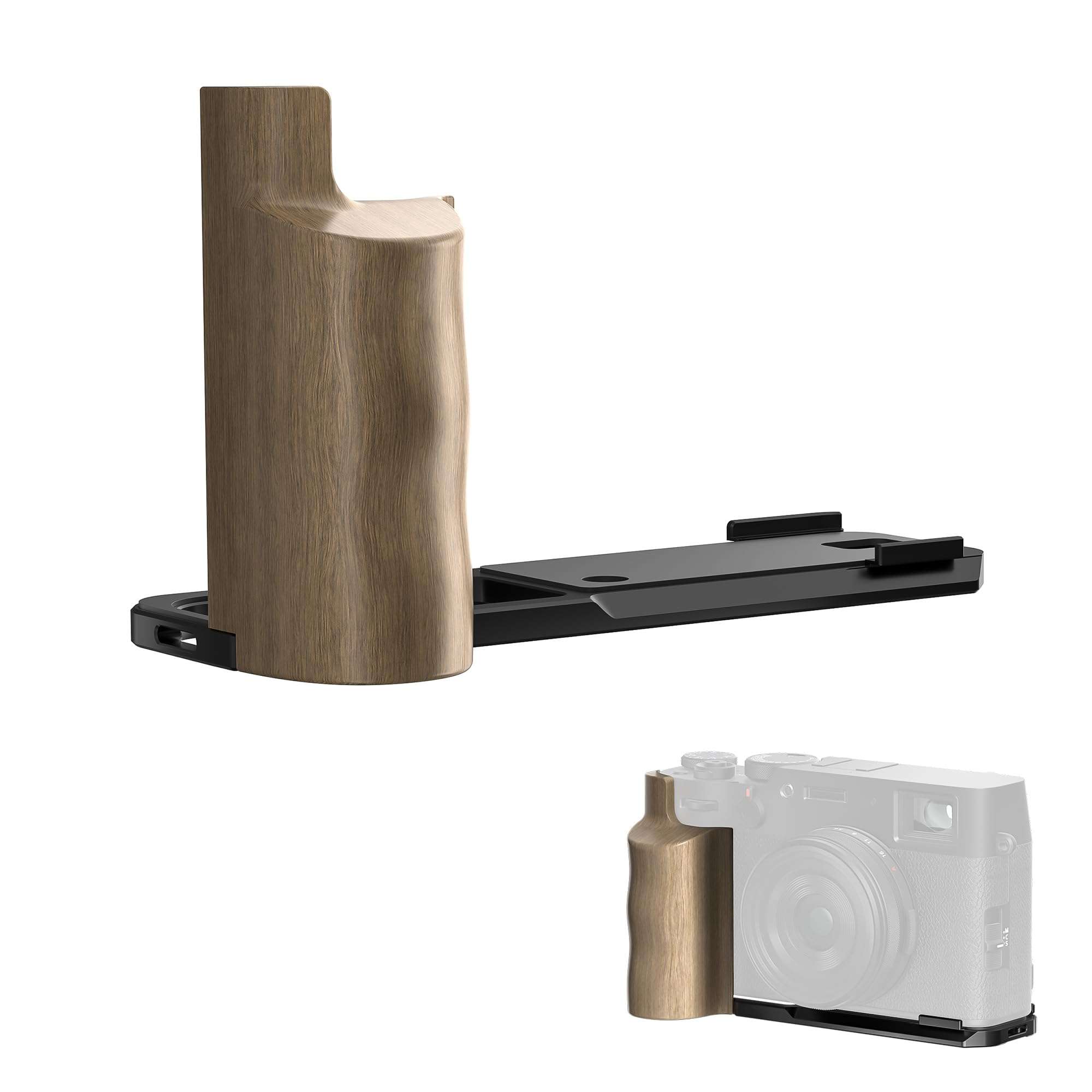 FREEWELL Premium Wooden L Bracket Handheld Grip with Quick Release Plate – Arca Compatible for Fuji X100VI (Black) 1