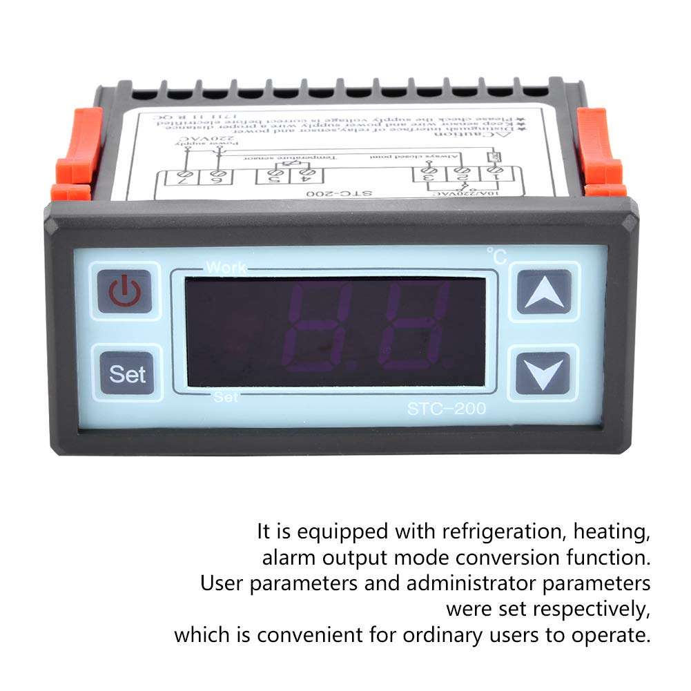 Akozon Digital Temperature Controller STC-200 Microcomputer Thermostat Temperature Controller with Refrigeration Heating 3