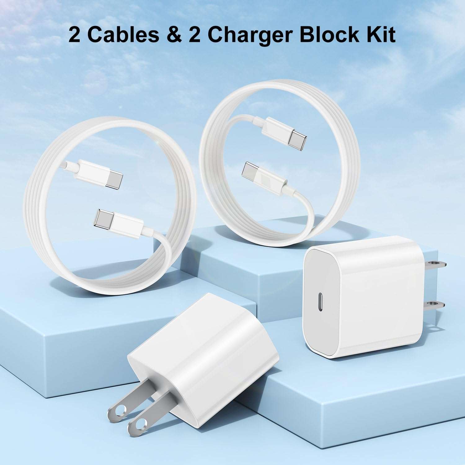 New iPhone 15 16 Chargers Fast Charging, 2Pack 20W USB C Wall Charger for iPhone 16 Pro Max with 2Pack 10FT USB C to USB C Cable Compaitble with iPhone 16/16 Plus/15/15 Pro Max/iPad Pro 6