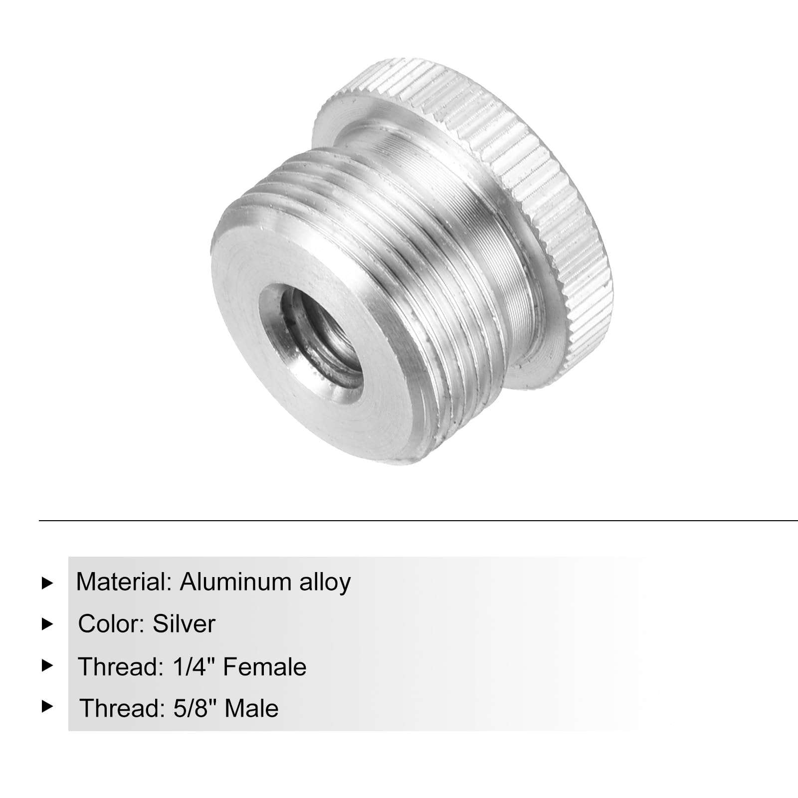 MECCANIXITY Mic Stand Adapter Female 1/4 In to 5/8 In Male Aluminum Alloy Mic Screw Adapter for Microphone Tripod Stand Silver 4 Pcs 4