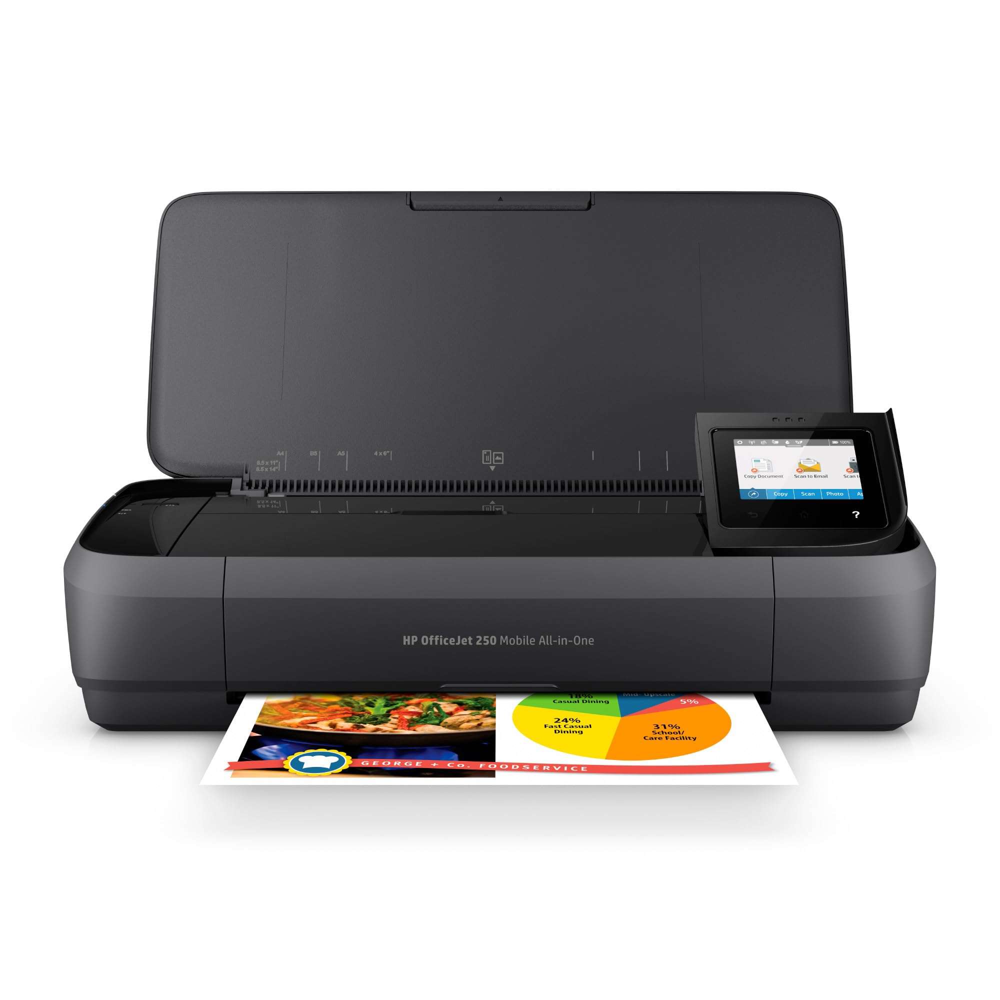 HP OfficeJet 250 Wireless Mobile Printer, Scanner, Copier - Black, Battery included (CZ992A)