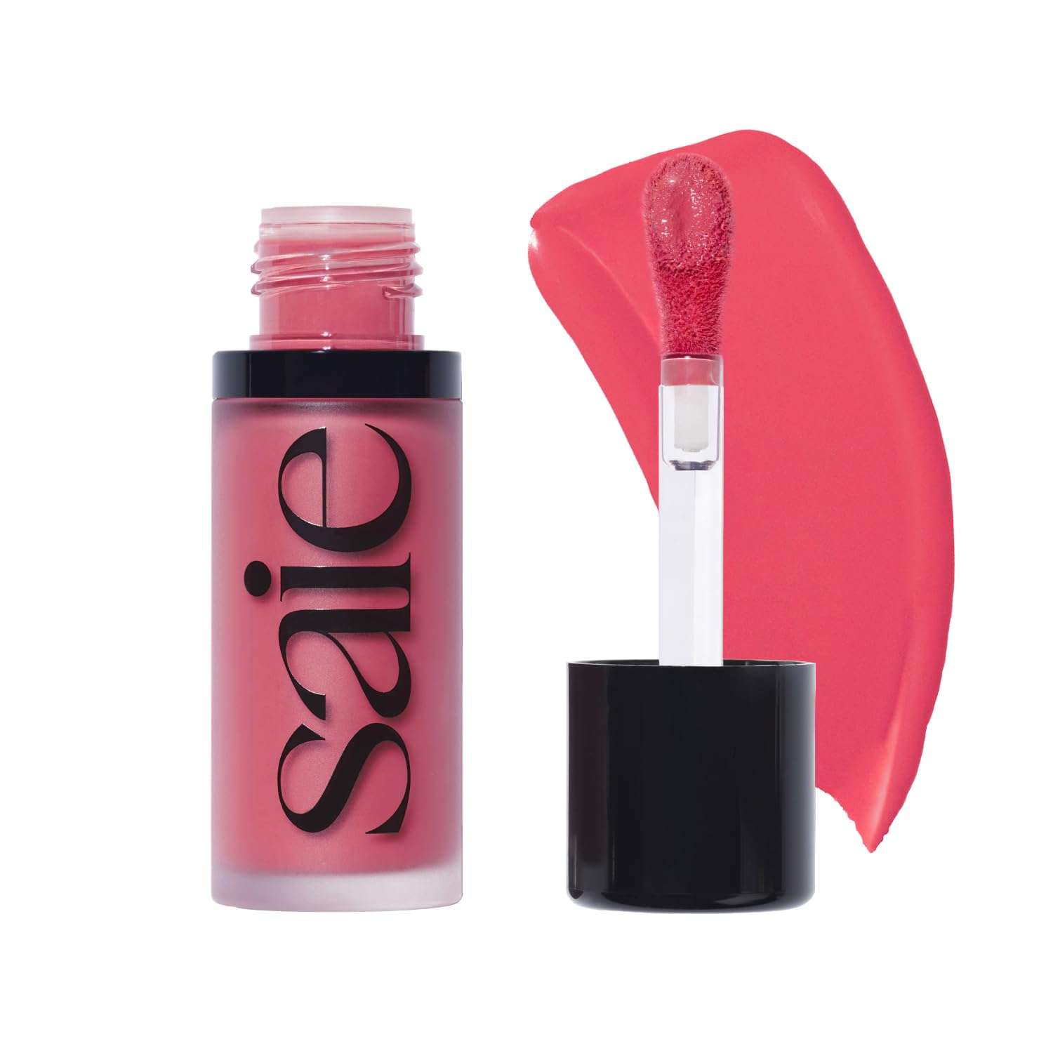 Saie Dew Liquid Blush for Cheeks - Hydrating Cream Blush Stick with a Blendable + Buildable Formula - Skincare Infused Dewy Cheek Tint for a Natural Flush - Glowy Makeup Essential - Flirty (.40 oz) 1