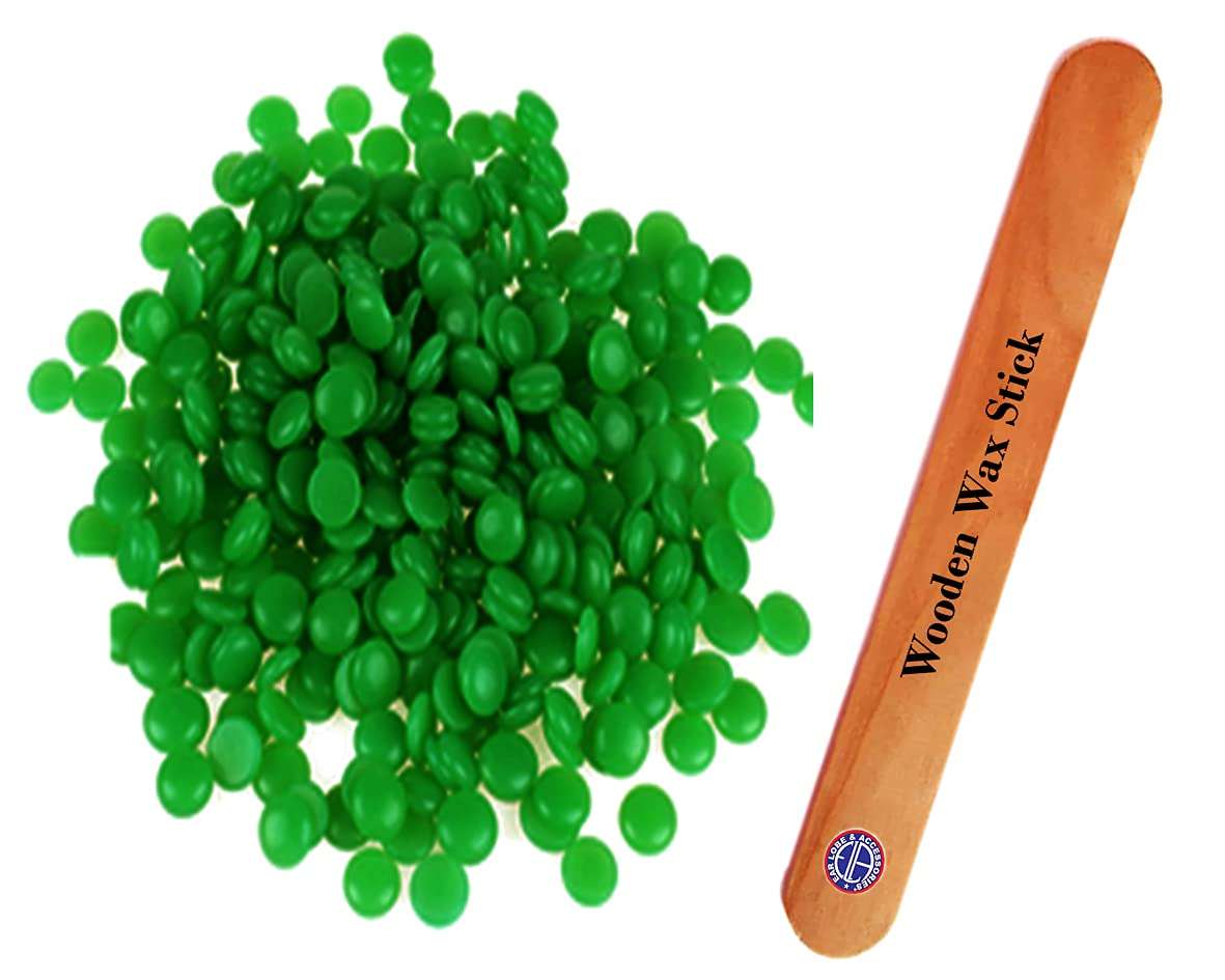 [Ear Lobe & Accessories] Depilatory/Hair Removal Wax Pearl Beans, Aloe Vera Flavor, No Strip, 30 gms | 1 Pc Wooden Spatula/Applicator