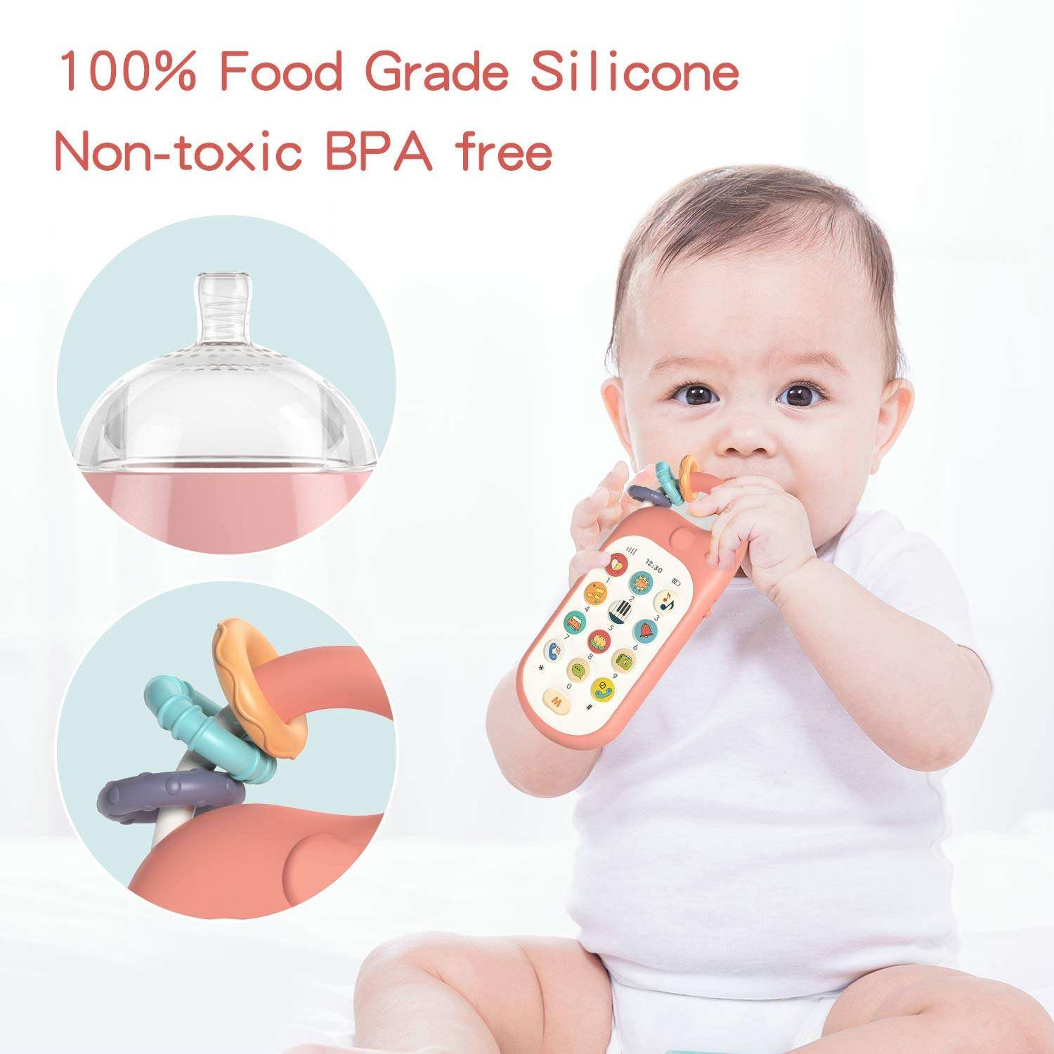 Gxi Baby Phone Toy Early Educational Toy Telephone for Learning and Play Pretend Play Phone for 1 Year Old Infant – 12 Buttons Smart Phone for Babies and Toddlers 2