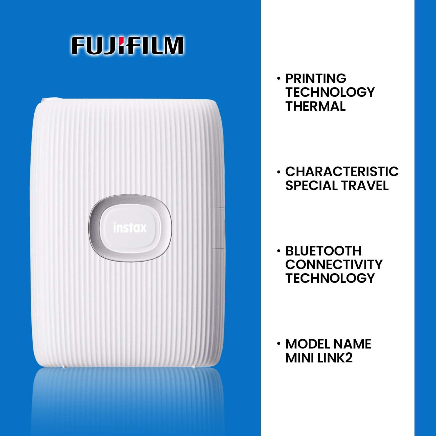 BluebirdSales Fujifilm Instant Mini Link 2 Smartphone Printer + Fuji Stone Gray Film (20 Sheets) Photo Accessory Kit (Photo Frames + Album), Carrying Case + Microfiber Cleaning Cloth (Clay White) 3