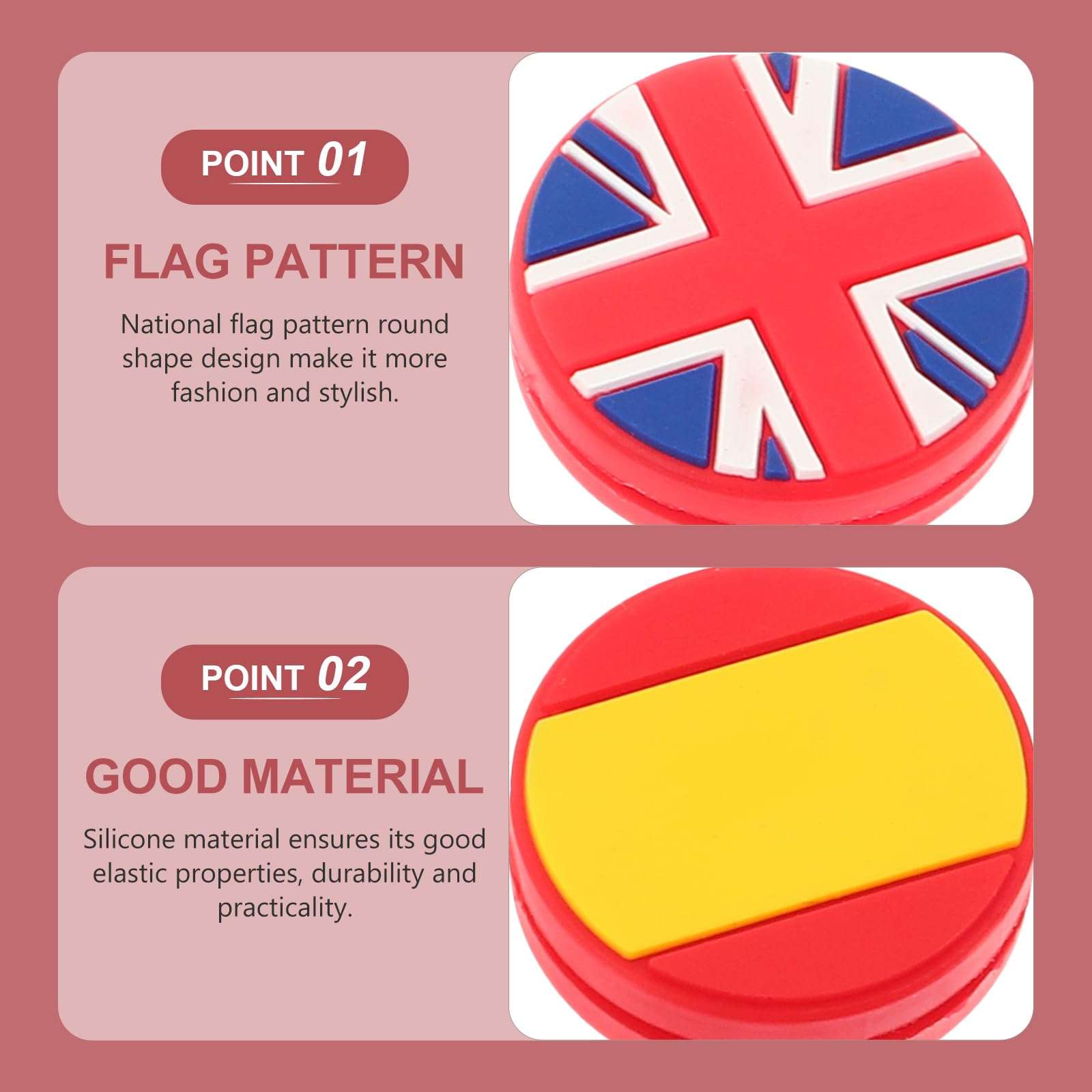 BESPORTBLE 10PCS Vibration Dampeners Silicone Tennis Dampener National Flag String Absorber Accessory for Tennis Players Beginners 6