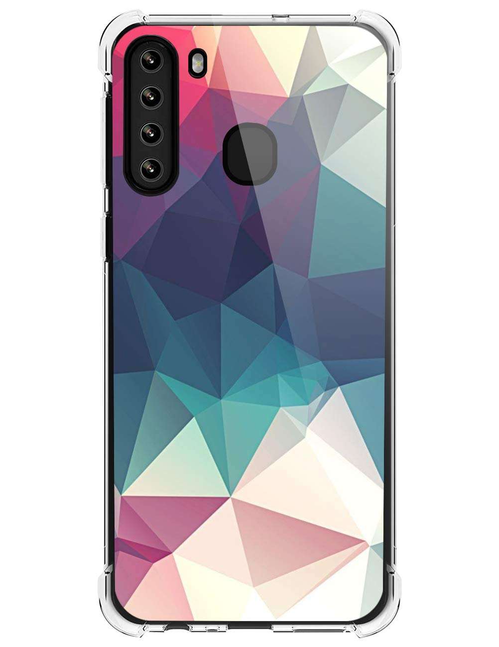 Croazhi Clear Case Compatible with Samsung Galaxy A21 Phone Case Silicone Protective Cover Thin Transparent TPU with Pink Flower Marble Design Waterproof 360 Bumper for Galaxy A21 1