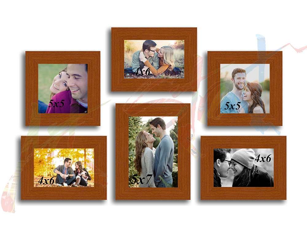 Art Street My Gang Set of 6 Individual MDF Wood Wall Photo Frame - Brown 1