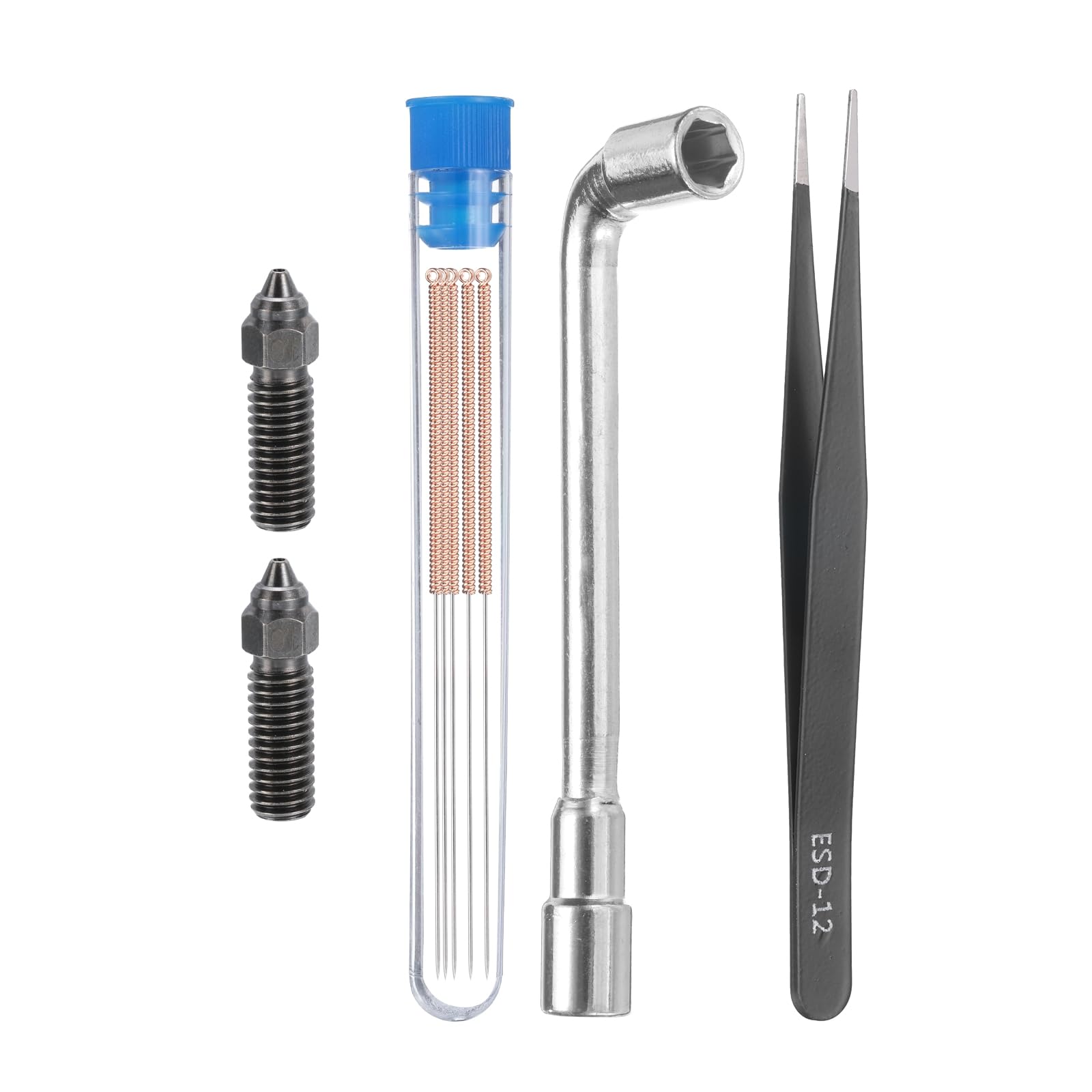 uxcell 3D Nozzles Kit, 2pcs 3D Printer K1 Hardened Steel Nozzles 1mm, 5pcs Nozzle Cleaning Needles, with a Socket Wrench and a Tweezer, for 1.75mm Ender3 Series