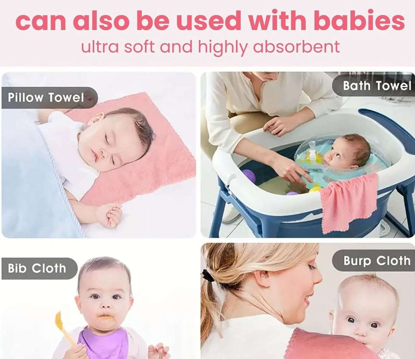 FRESHSHINE Plain Face Towel/Handkerchief 400 GSM Extra Soft & Super Absorbent Face Towels for Women's, Kid's & Newborn Babies Set of 6 pcs (25x25 CM) - Multicolor 4