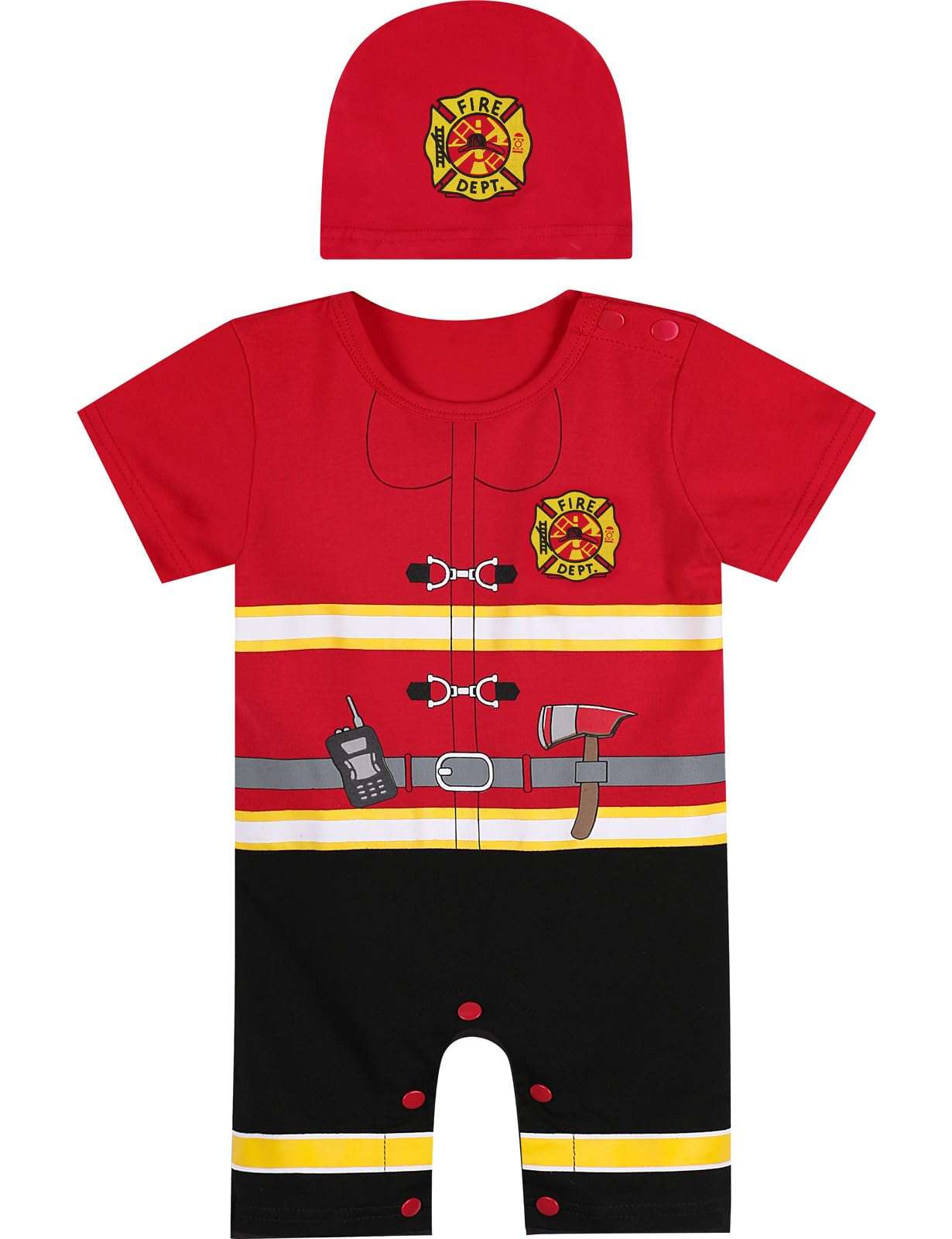 COSLAND Baby Firefighter Costume Infant Boys Halloween Outfit, Red, 0-6 Months 1