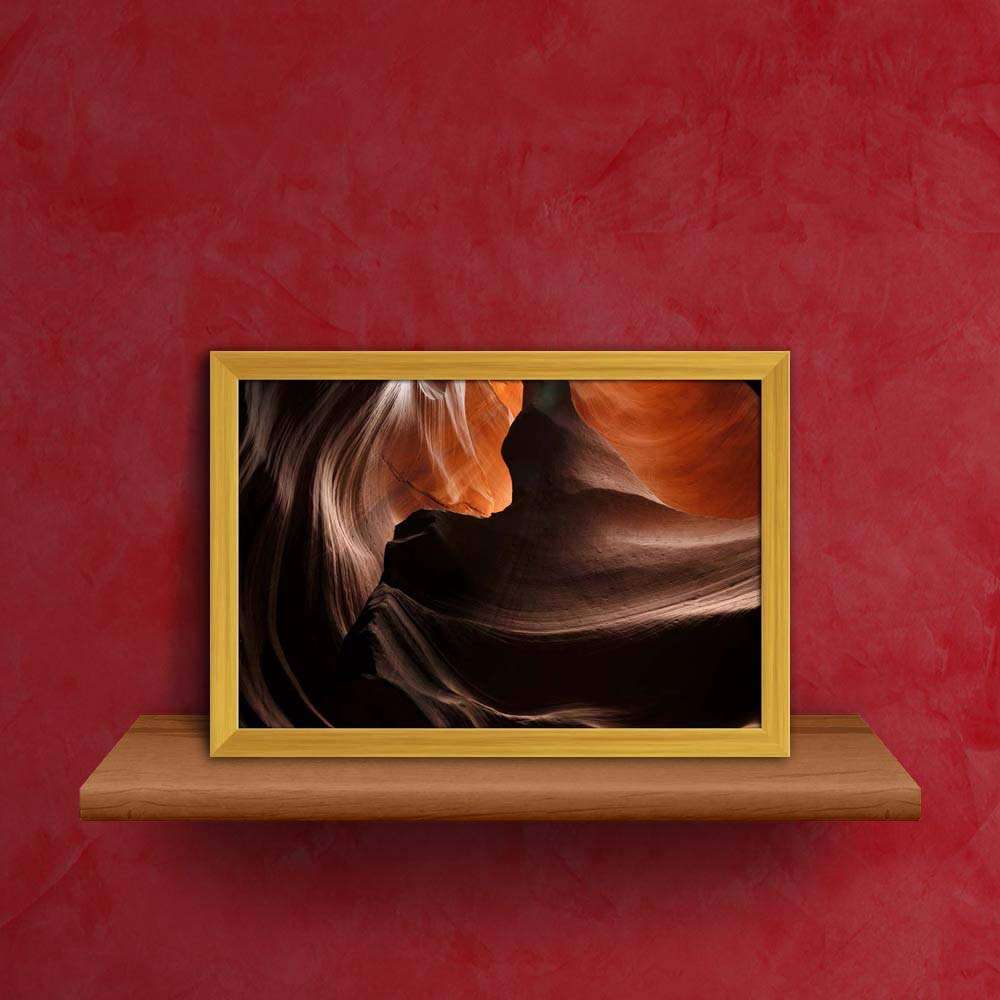 ArtzFolio Eroded Rock in Antelope Valley Canyon Arizona, USA Tabletop Painting Golden Frame 11.3 x 8 inch (29 x 20 cms) 3