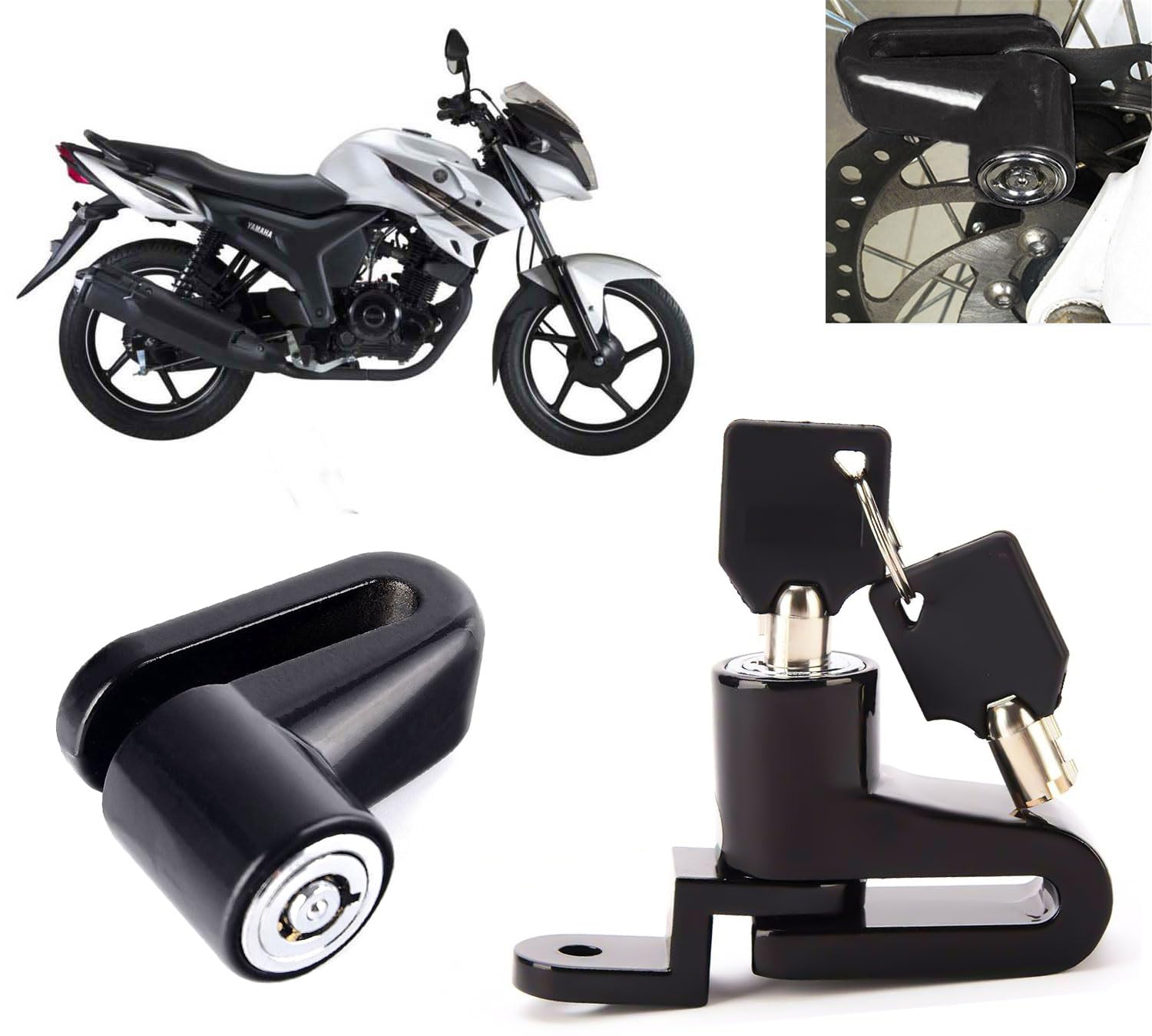 AUTO PEARL Heavy Duty Disc Brake Lock Anti Theft Stainless Steel 7mm Pin Brake Wheel Locking Security Lock Compatible with SZ S (Black)