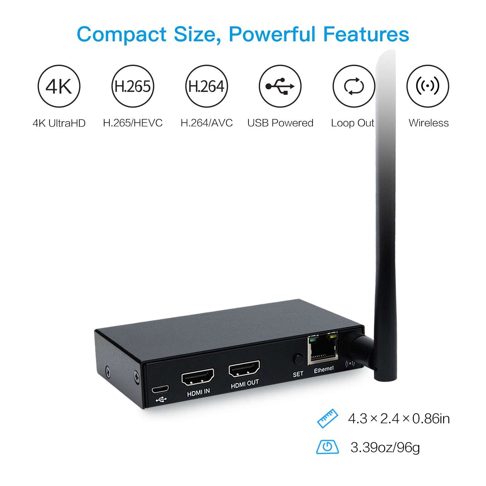 DDMALL H.265 H.264 HDMI Video Encoder, 4K@60Hz HDMI Input and Real Time Local Output, WiFi & Ethernet, RTMP, RTMPS, RTSP, TS, UDP, RTP, Multicast, Unicast, YouTube Live, Facebook, and More (HEV-10W) 2