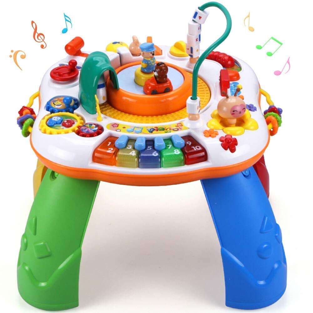 Musical Railway Learning Table Toys of Arcanine, Multi-Function Educational Game Activity Table, Discover & Play Piano Keyboard Learning Toys for Baby Infant Toddlers Kids 10 Month Years Old and Up 1