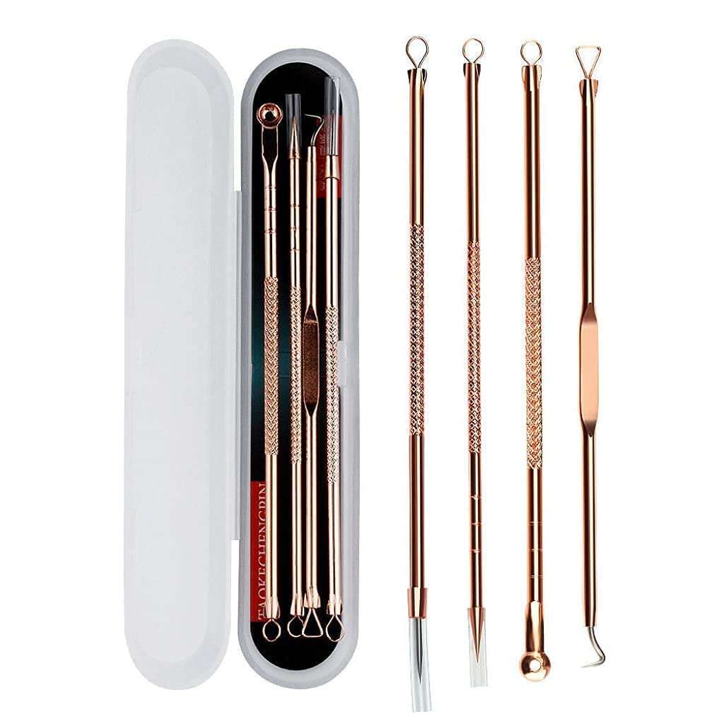 MAPPERZ Blackhead Acne Removal Needle Kit 4 Pcs Cleaning Tool Blemish Pimple Comedone for Women and Men Blackhead, Blemish, Whitehead Popping, Zit Removing for Risk Free Nose Face Skin with Case -PC1 1