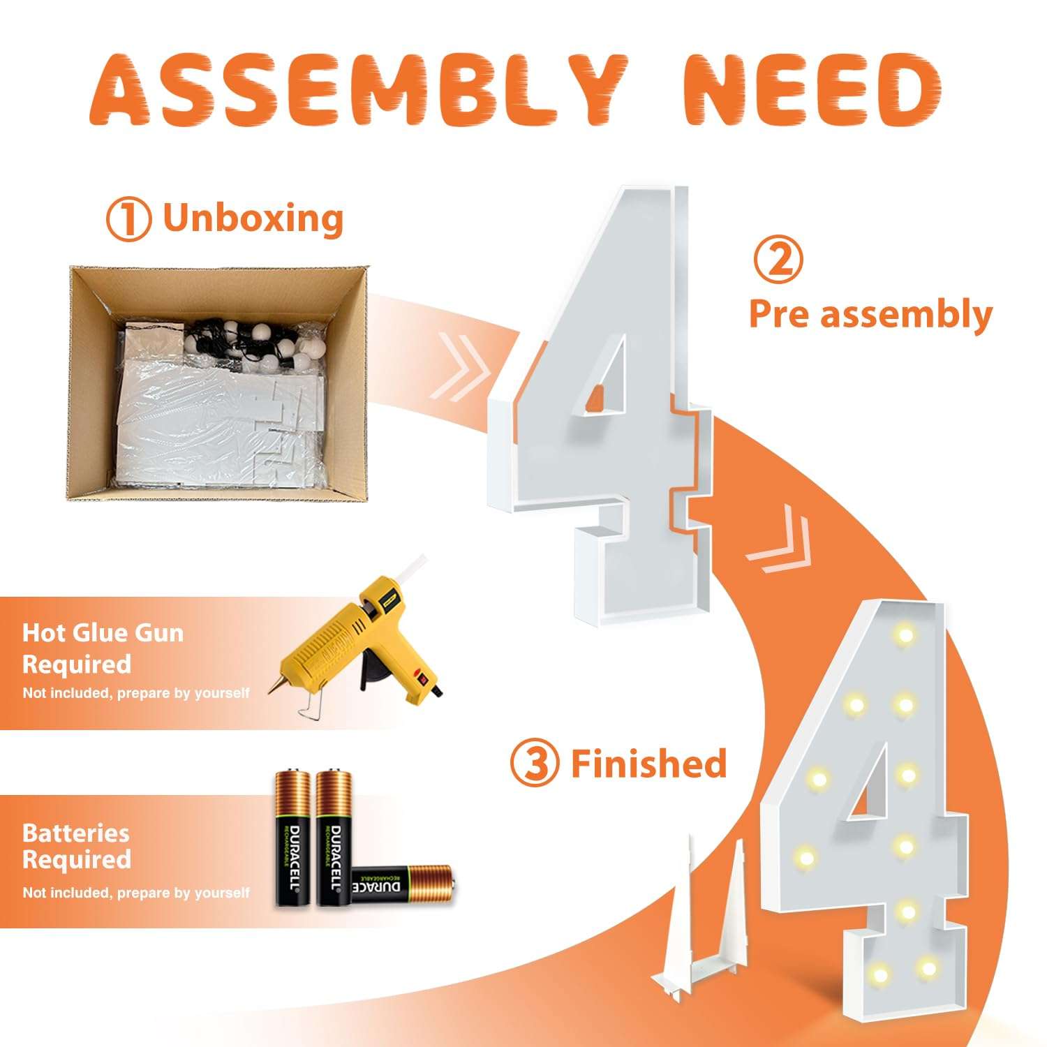 HITINO Marquee Numbers, 4 Feet Tall Light Up Numbers 4, Large Birthday Decorations Party Decor Anniversary Event Graduation Decoration for Boys Girls Teens Men Women 5