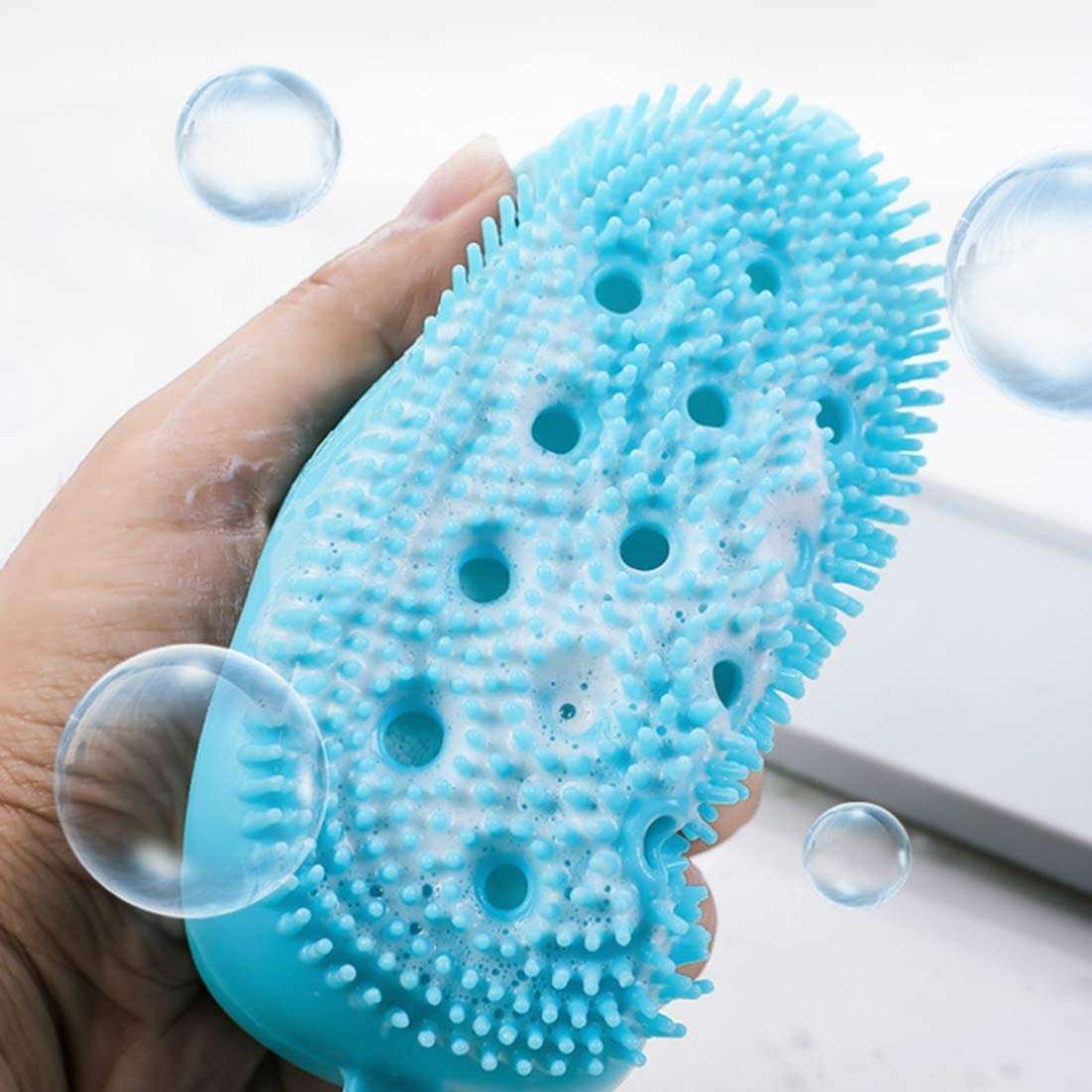 DMB STORE Silicone Bath Body Brush Exfoliating Massage Silicone Loofah Body Scrubber, Silicone Shower Sponge, Double Sided Rubber Scrub Body Brush for Baby Kids Men Women - Multicolor 4