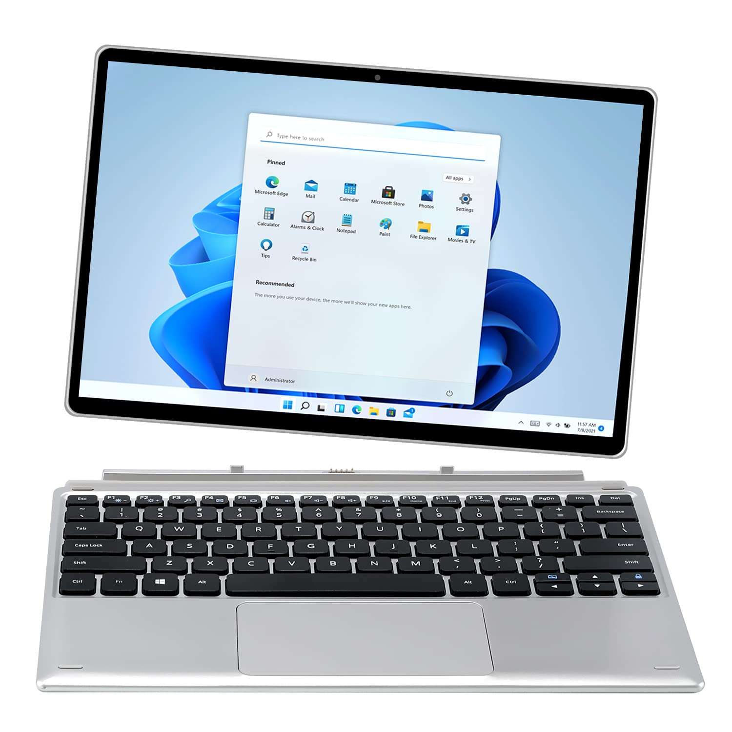 VGKE B12 Detachable 2-in-1 Laptop Touchscreen Windows 11, Tablet 12.3" with Keyboard, Intel Celeron J4125 2.7GHz, Quad Core, 8GB RAM, 256GB SSD, 3K FHD IPS 3000x2000, 2.4G+5G WiFi, Bluetooth, Type C 5