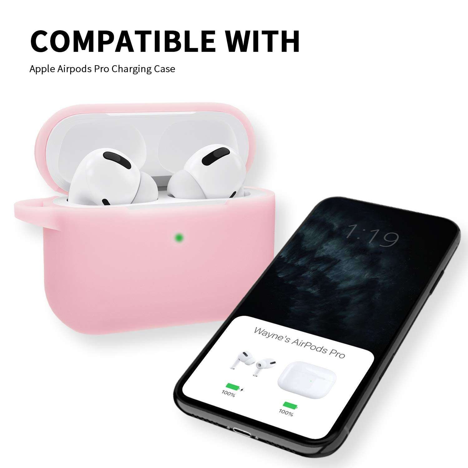 Case for Airpods Pro Case, BLUEWIND Airpod Pro Case Cover for Air pods Charging Case, Cute Silicone Protective Case for AirPods Compatible with Airpod 3 Accessories Keychain (Pink) 2
