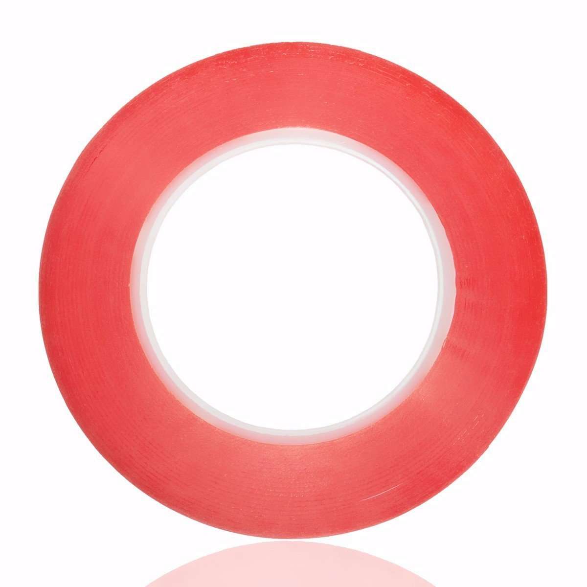ELA TAPES Red Polister Strong Acrylic Adhesive Clear Double Sided Tape Heat Resistant Transparent 10mm x 25 Mts, 1 Pack 1 Pcs 3
