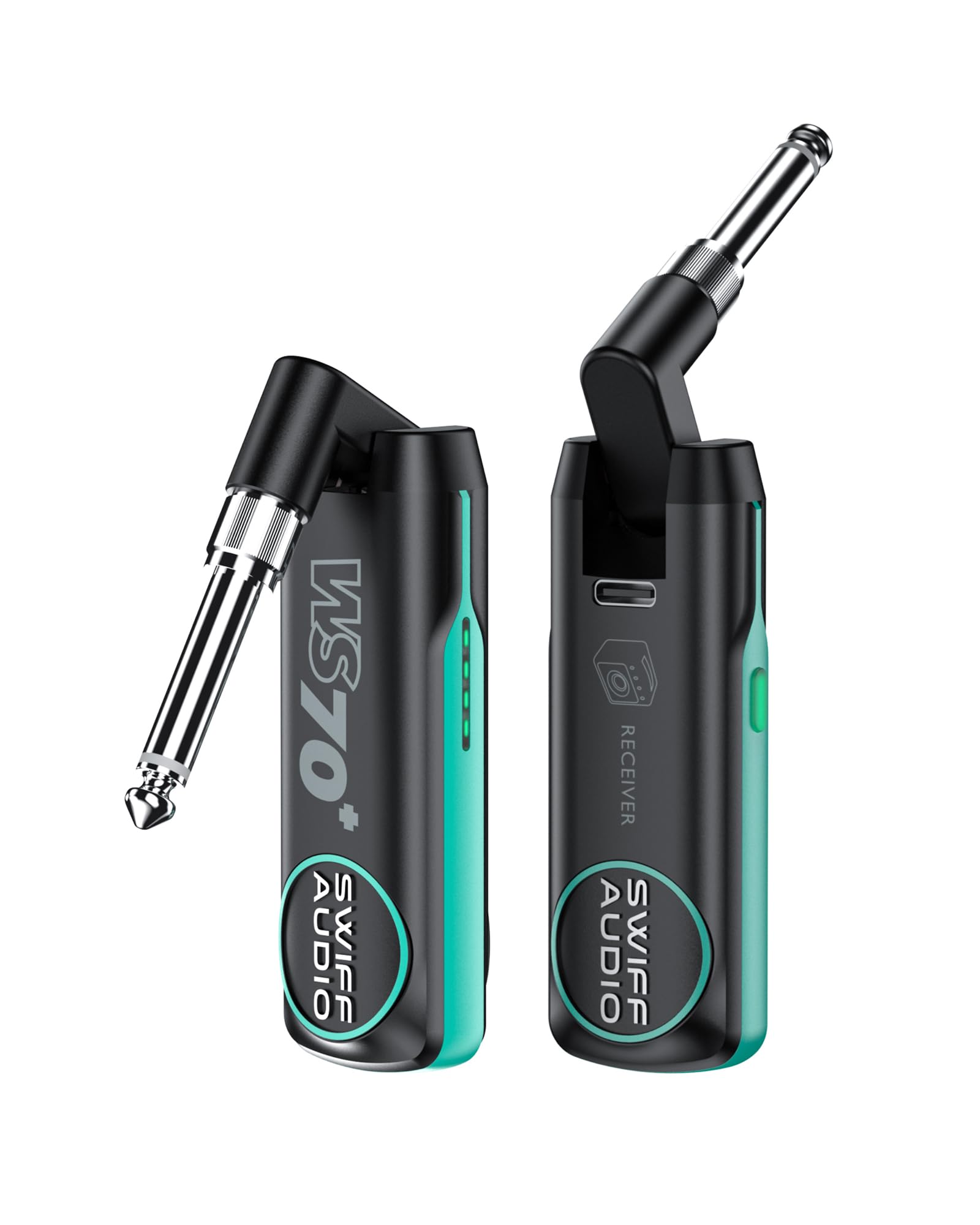 Wireless Guitar Transmitter Receiver Rechargeable Wireless Guitar System 10 Channels Transmission Range for 6.35mm/3.5mm Musical Instrument