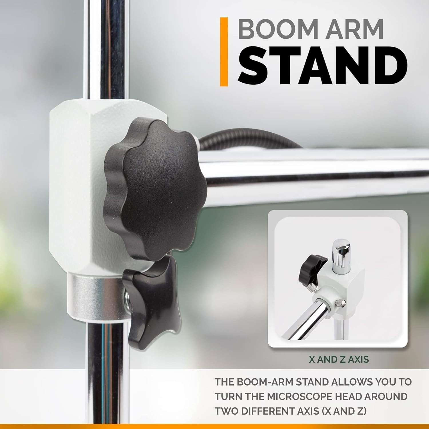 AmScope SE400 Professional Binocular Stereo Microscope, WF10x Eyepieces, 10X Magnification, 1X Objective, LED Lighting, Boom-Arm Stand, 110V-120V 6