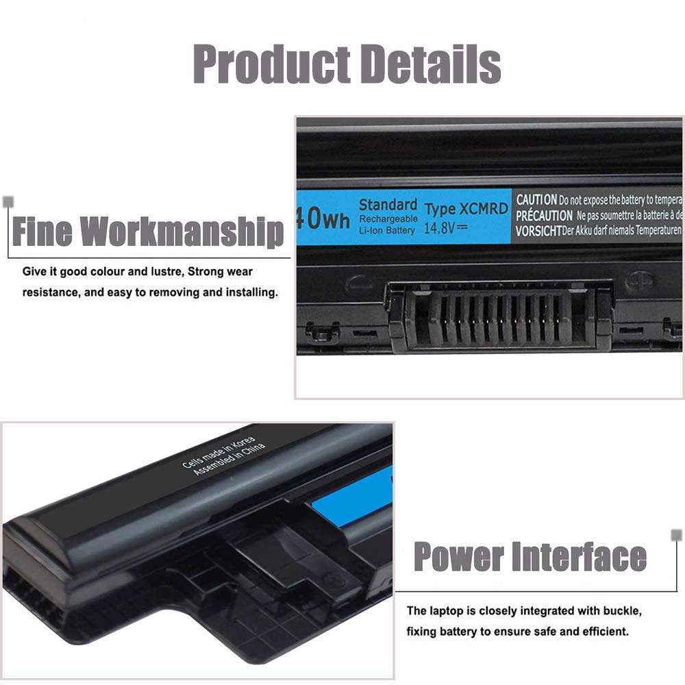 BVYY New XCMRD Battery 40WH for Dell Inspiron 15 3000 Series 3542 3543 3531 3541 3521 3537 15R 5537 5521 17-3737 3721 17R-5737 14 3421 3437 14R 5421 5437 Latitude 3540 3440 P28F Notebook PC Battery 2
