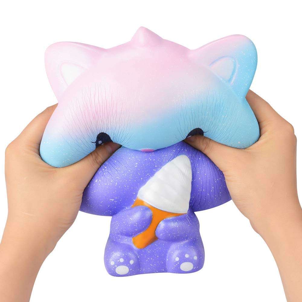 Ganjiang Kawaii Giant Animal Squishy Jumbo Soft Slow Rising Soft Stress Relief Toy, Kids Gifts, Home Decor,Collections (Blue Ice Cream Cat) 2