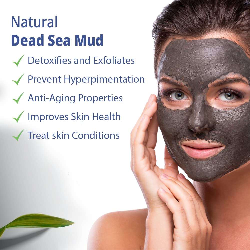 MOKSHAUM Natural Dead Sea Mud Clay Mask Powder for Skin-Deep Cleanse,Detoxify,Removes Blackheads & Acne,Moisturizer & Stimulates Circulation - Suitable for All Skin (200 g Pack of 1) 4