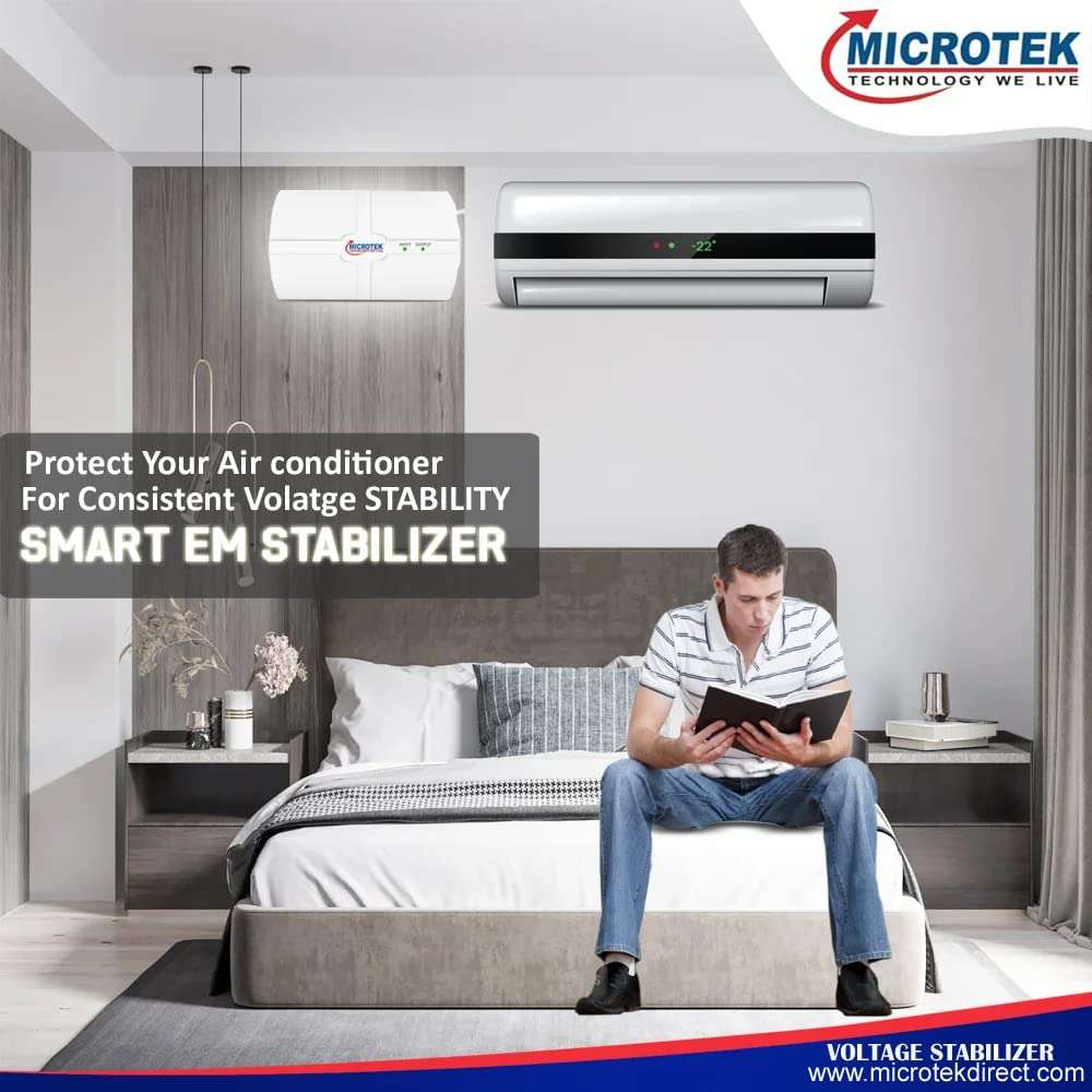 Microtek EM4170+ LED Display Wall Mounted Automatic Voltage Stabilizer for AC up to 1.5 Ton Working Power 170V-270V (White) with 3 Year Warranty 4