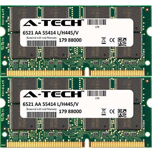 A-Tech 512MB KIT (2 x 256MB) For Advent 6000 Notebook Series 6410 DVD 6411 (SDRAM) 6412 6413 6413A 6414 6414B 6415 6416 6417 6418 6419 6419XP 6421 6422 6470. SO-DIMM SD NON-ECC PC133 133MHz RAM Memory