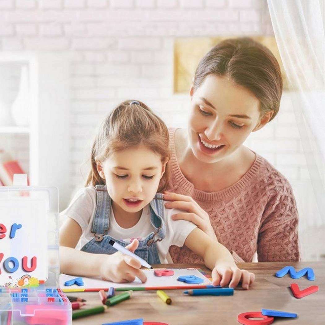 HoneyJar Magnetic Words and Letters，OUSL Preschool Learning Toys 238 Pcs Magnets Fridge Foam Letters Numbers Symbols Cards Kit 4