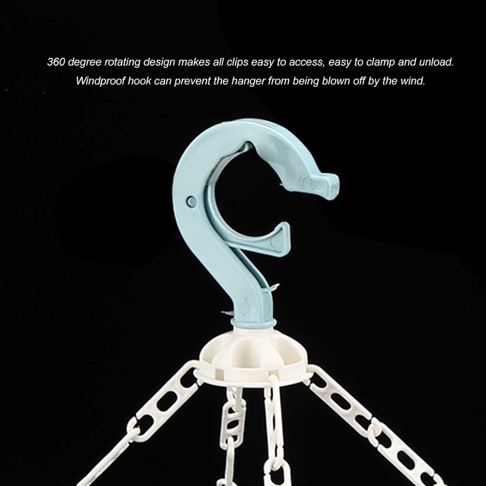 Laundry Hanger with 32 Clips, Foldable Laundry Clothespin Drying Rack, Non Slip Durable Hangers, Dresses Shirt Hangers for Home Closet Organization Use Socks Underwear Bras Scarf(Blue) 4