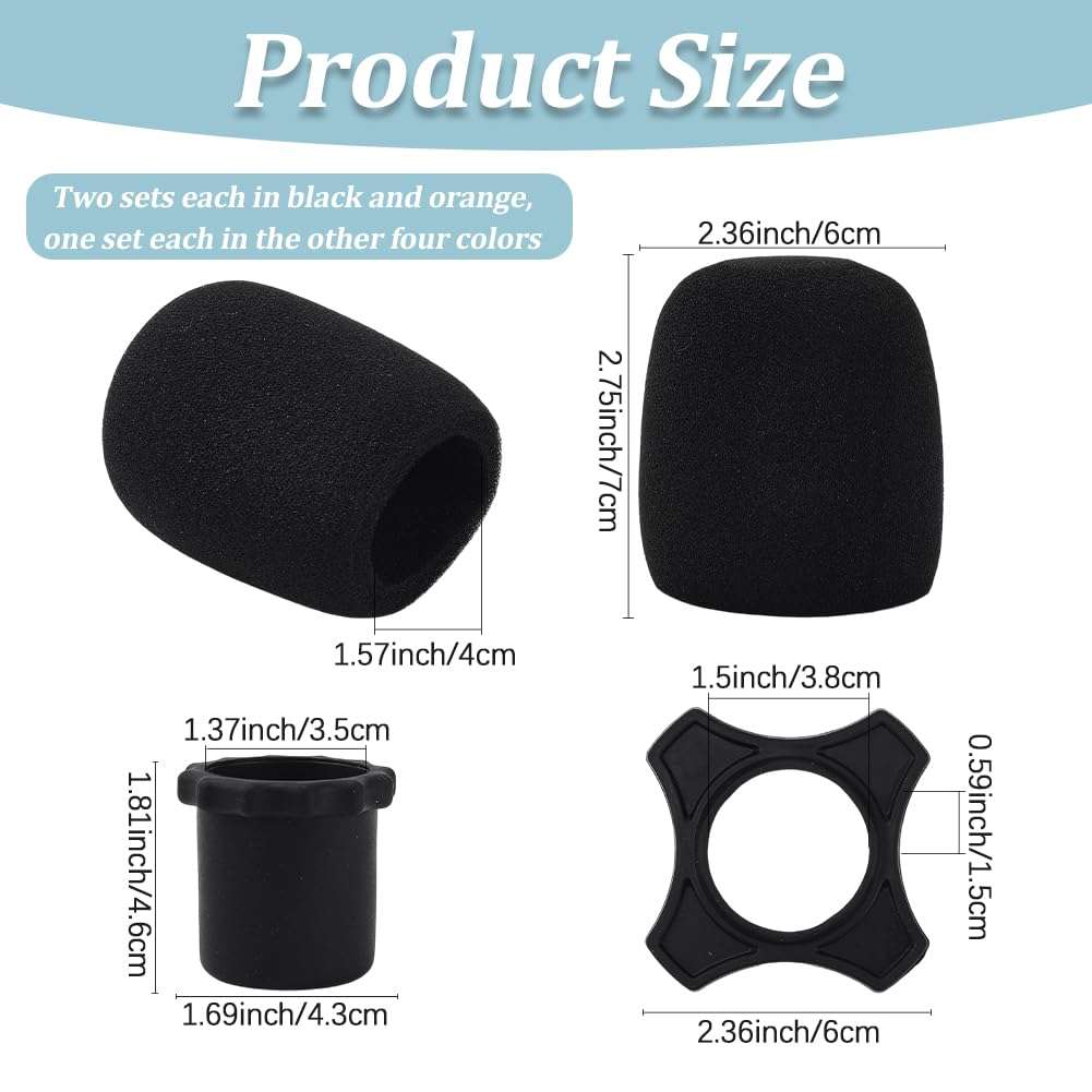 CREATCABIN 8 Sets 6 Colors Microphone Silicone Sleeve Sponge Microphone Cover Colorful Column Handle Hygienic Mic Mike Karaoke Windscreen Protectors Sleeves for KTV Karaoke Bar News Interview Mic 3