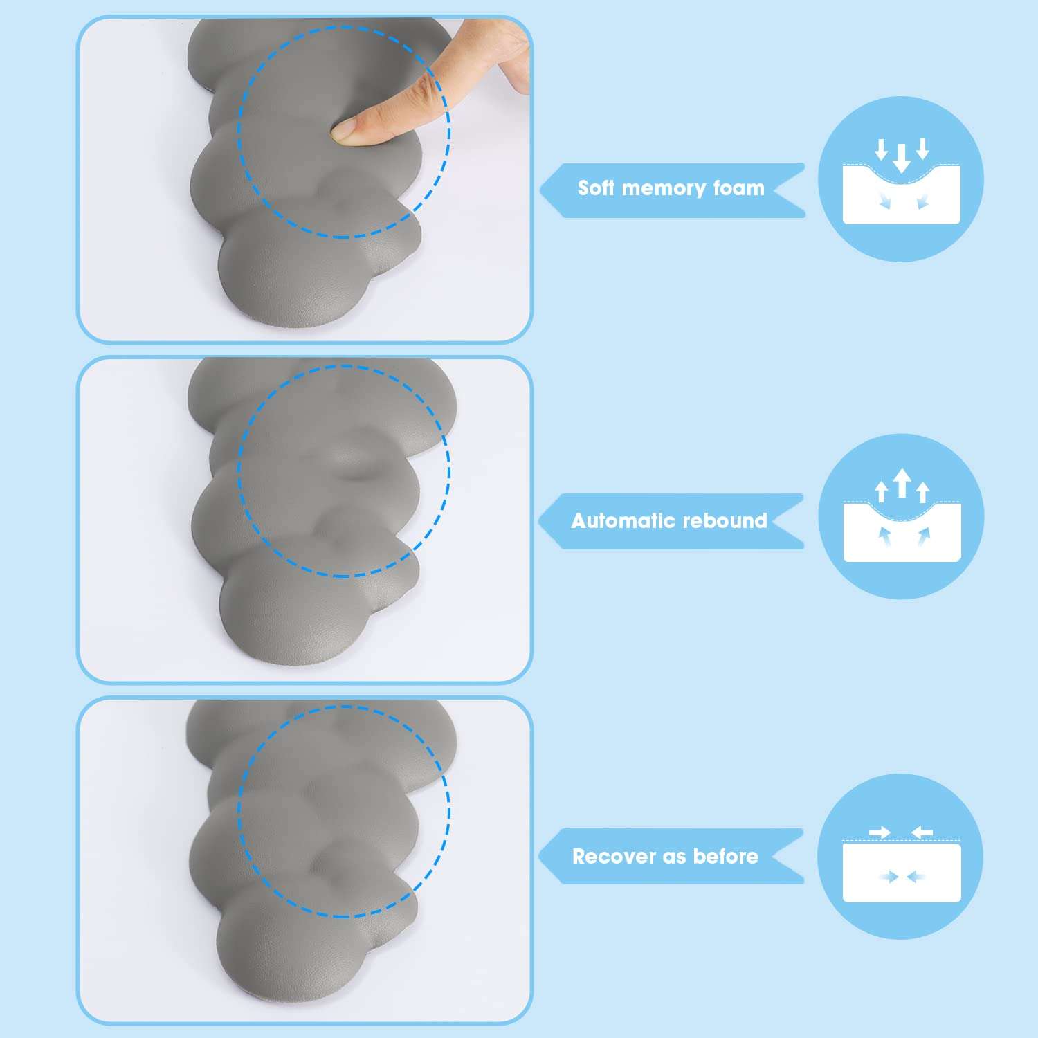 Gaming Keyboard Wrist Rest Pad,Memory Foam Keyboard Palm Rest, Ergonomic Hand Rest,Wrist Rest for Computer Keyboard,Laptop,Mac,Lightweight for Easy Typing Pain Relief-Gray 6