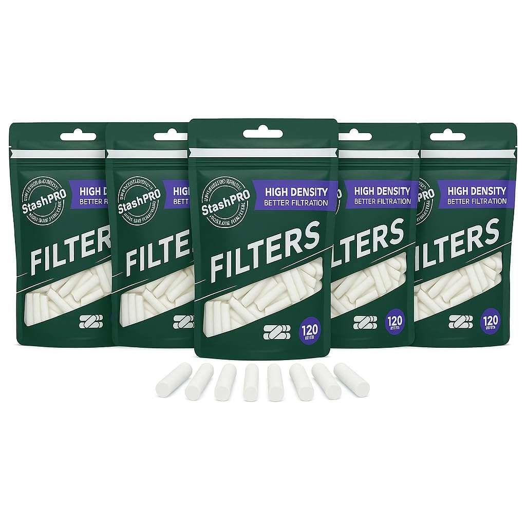 Stash-Pro Slim Long Filters 20mm – Pack of 5 Resealable Pouches (120 Filters Each) | High-Density Filter Tips for Smooth, Clean Experience | Premium Quality Rolling Accessories 1