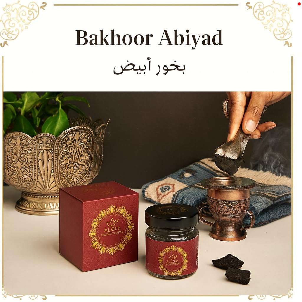Al Oud Abiyad Bakhoor – White Floral & Oud Arabic Incense – 50g | Long-Lasting Fragrance for Home, Office & Prayer | Premium Oriental Bakhoor for Electric & Charcoal Burners 6