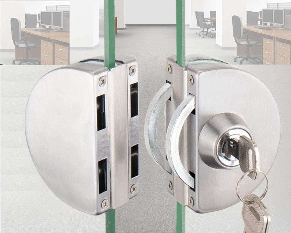 Upgraded NUZAMAS Double Glass Door Lock Stainless Steel, Both Sides Open Frameless Door Hasps for 10-12mm Thickness Glass, Home Office Hotel Furniture Hardware 4
