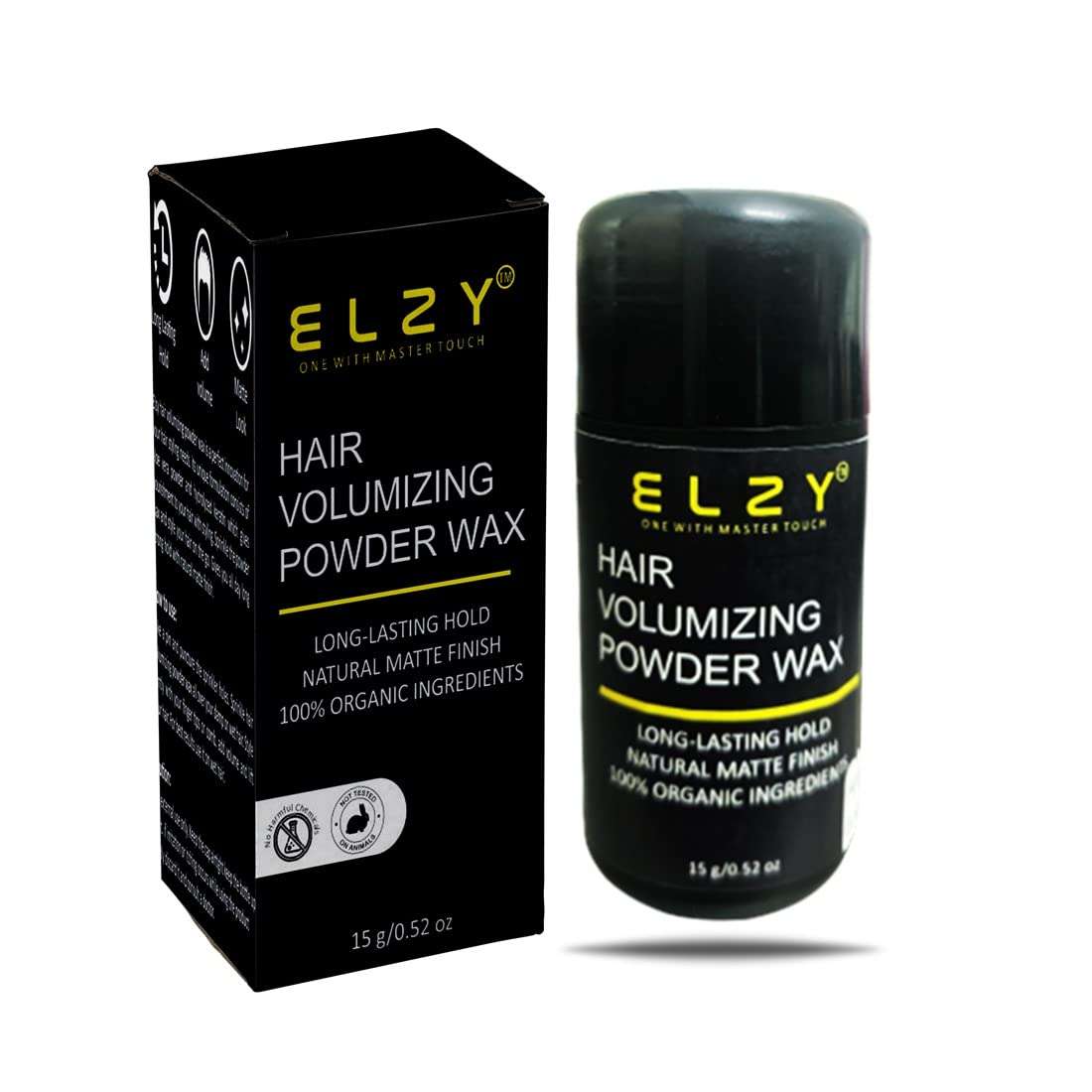 ELZY Hair Volumizing Powder Wax for Men | Matte Finish | 24 hrs Strong Hold | 100% Natural & Safe Hair Styling Powder | Paraben & Sulphate Free 1
