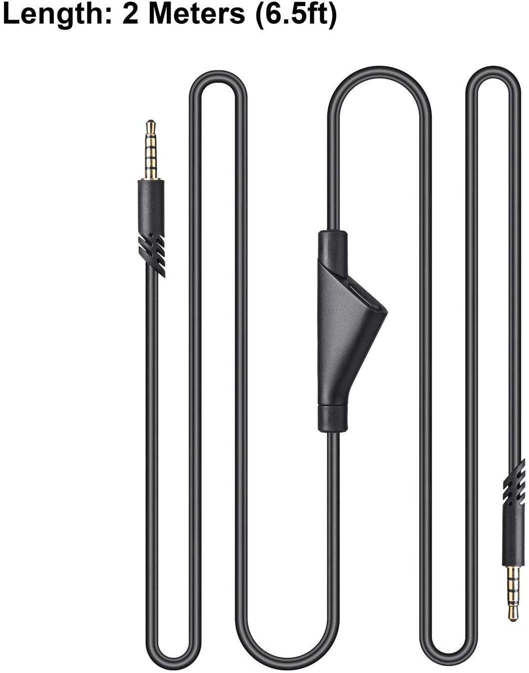 YARENKA Replacement Astro A10 A40 Cable, 2.0M A40 Inline Mute Cable Cord Compatible with Astro A10/A40 Gaming Headsets Xbox One Ps4 Controller Headphone Audio Extension Cable 6.5 Feet Black 2